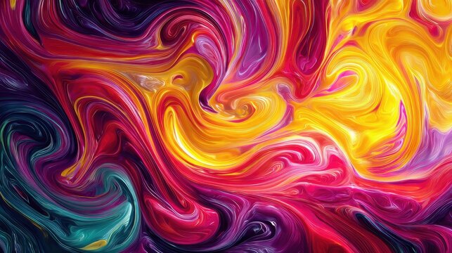 dynamic swirl of vibrant colors creating a fluid, abstract pattern. The image showcases an energetic and visually stimulating composition, perfect for backgrounds