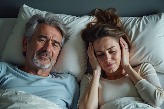 The Snoring Saga: A comedic snapshot of a wife driven to distraction by her husband's noisy bedtime habits