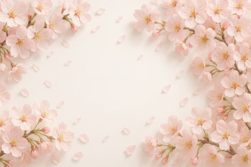 Fototapeta premium Spring Equinox Banner with Cherry Blossoms and Blank Space