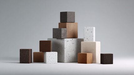 Obraz premium Minimalist composition featuring stacked blocks on soft backgrou