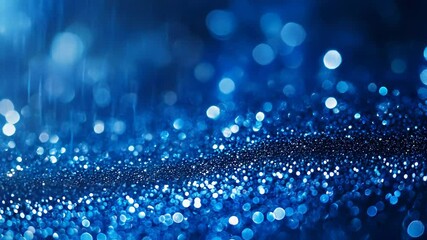 Blue glitter sparkles creating festive bokeh background for celebration - Powered by Adobe