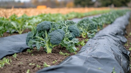 Broccoli plants in a field