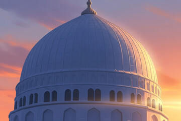 Fototapeta premium Serene Sunset Embrace Majestic Dome Silhouette at Golden Hour