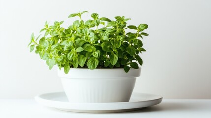 Fresh oregano in a white bowl