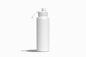 Water thermos bottle mockup with white background
