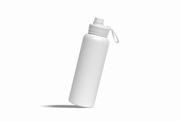 Water thermos bottle mockup with white background