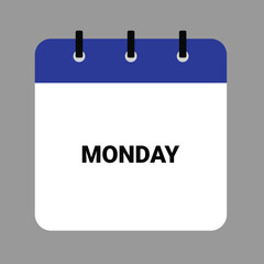 MONDAY Calendar Icon - White Background. Vector calendar icon showing month design.