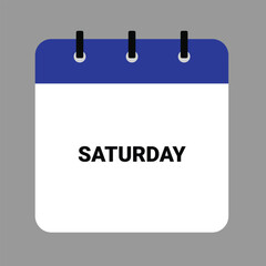 SATURDAY Calendar Icon - White Background. Vector calendar icon showing month design.