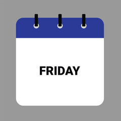 FRIDAY Calendar Icon - White Background. Vector calendar icon showing month design.