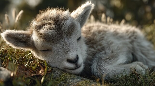 a baby cheep with sleeping