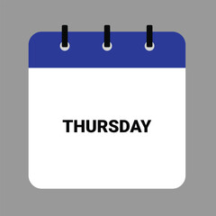 THURSDAY Calendar Icon - White Background. Vector calendar icon showing month design.
