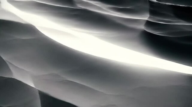 minimalist grayscale undulating surface with creases and soft light, 8-second wave animation