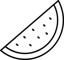 Minimalist icon of a sliced watermelon with seeds isolated on transparent background