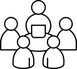 Fototapeta premium Line icon showing multiple people sitting around a table isolated on transparent background