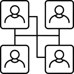 Grid of user icons representing people and community isolated on transparent background