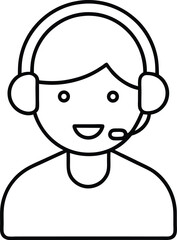 Minimalist icon of a person wearing a headset isolated on transparent background