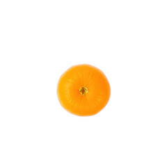 Top view of a single vibrant orange pumpkin with visible stem isolated on transparent background