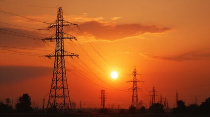 Fototapeta premium Rising electricity demand in the region driven by high temperatures and summer heatwave