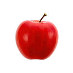 Isolated red apple with stem on transparent background