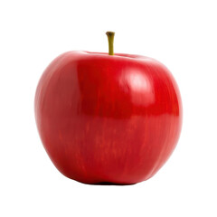 Fresh shiny red apple with short stem isolated on transparent background