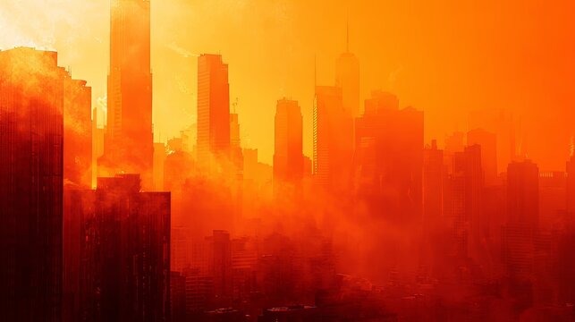 Sweltering urban heat wave  experiencing extreme temperatures in the city environment