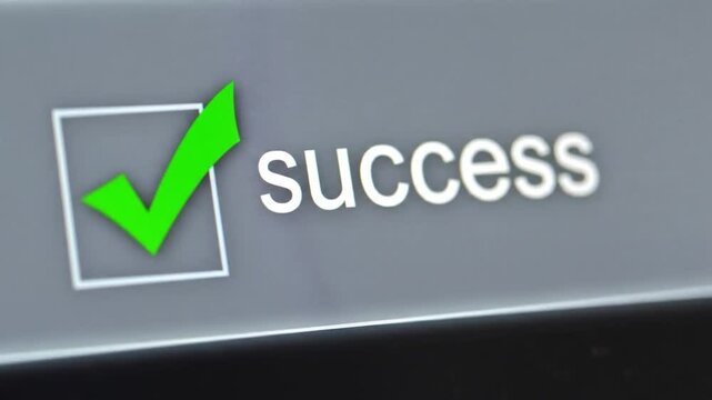 Green check in a square next to the word "success