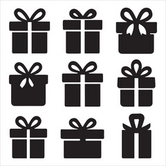 Colorful vector set of festive gift boxes with bows and ribbons, perfect for Christmas, birthday, holiday, or anniversary celebrations