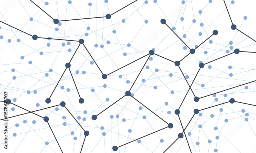 Fototapete Concept of geometric mesh lines on white background. Background blue technology line connect circle communication network simple pattern on white background.