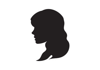 Girl silhouette vector illustration. Portrait of beautiful girl with a white hairstyle, a woman in profile, isolated outline silhouette - vector illustrations set.
