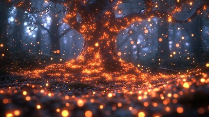 Obraz premium Enchanting glowing tree in a mystical forest
