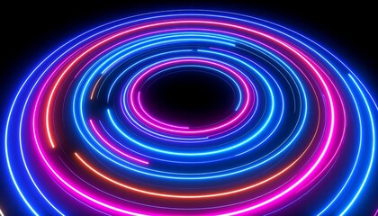 Neon rings, concentric circles, vibrant colors
