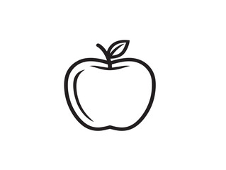 Fresh Apple Fruit Icon with Simple Line Design