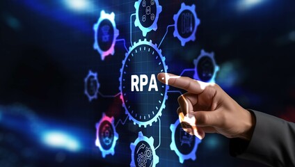 RPA Robotic process automation. Business optimisation innovation concept