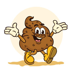 Cute happy smiling poop character. Poop, shit character concept.