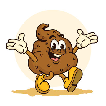 Cute happy smiling poop character. Poop, shit character concept.