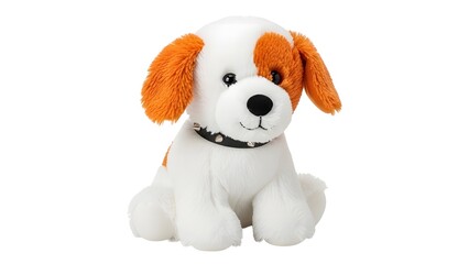 Cute plush puppy dog toy stuffed animal white and orange for kids and collectors gift idea present soft 100 on transparent background