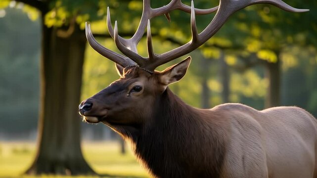 Nature Wildlife Elk Deer Antlers Outdoors Field Golden Hour Sun Light