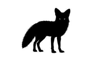 Fototapeta premium Black Silhouette of a Fox Standing Alert