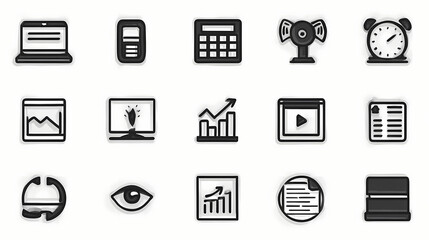 Elegant Outline Business Icons Clean Black Line Art Vector Set Minimalist Corporate Symbols Pack Modern Business Graphics Simple Business Icon Collection

