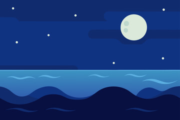 Fototapeta premium calm ocean under moonlight with gentle waves