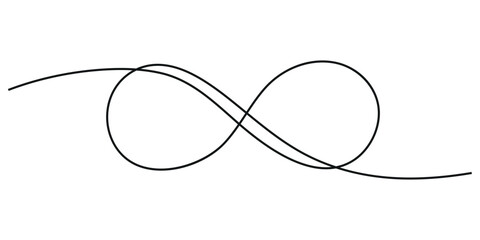 Continuous one line drawing of Infinity Icon. Single line drawing illustration of Infinity logo. Vector illustration