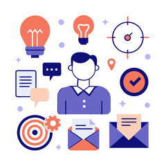 Business Icon Pack – 12 to 16 Duotone Style SVG Icons Including Meeting, Email, Target, Idea, Growth, Deal, Time and User for Modern Corporate Design