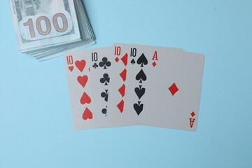 poker card on blue background