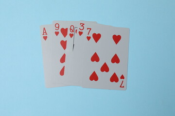 poker card on blue background