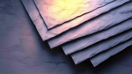 Abstract Composition Featuring Overlapping Textured Paper Layers in Soft Lighting