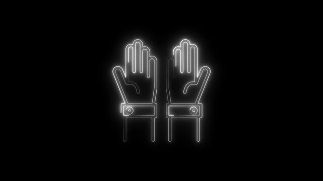 Luminous white outline of two hands isolated on black background modern design element