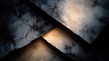 Monochromatic Study of Intersecting Charred Paper with Textured Patterns and Light Highlights