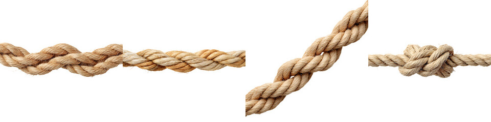Fototapeta premium Rope Collection: Nautical and Decorative Elements Isolated
