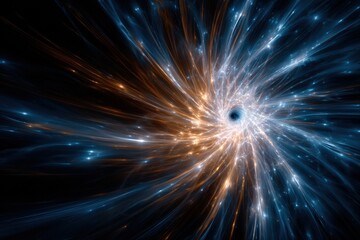 Exploration of cosmic phenomena featuring swirling light and a dark center