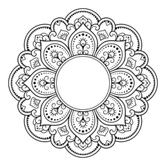 Frame in eastern tradition. Stylized with henna tattoos decorative pattern for decorating covers for book, notebook, casket, magazine, postcard and folder. Flower border in mehndi style.